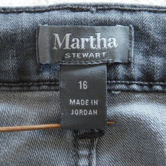Martha Stewart Jeans Womens 16 Gray Patchwork 5 Pocket Ankle Jeans A301087 EUC - Picture 5 of 13